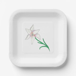 White Lily Flower Illustration Papieren Bordje