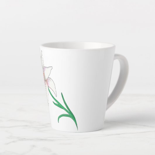 White Lily Flower Latte Mok (Rechterhoek)