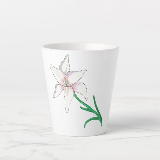 White Lily Flower Latte Mok (Voorkant)