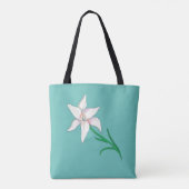 White Lily Flower Mint Green Tote Bag (Achterkant)