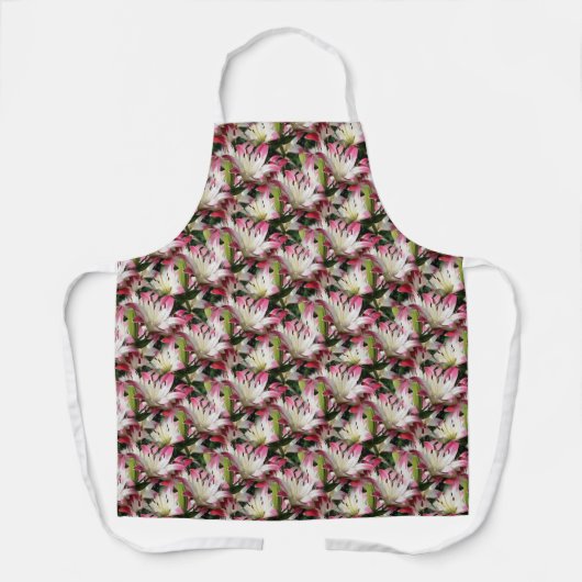 White Lily Flower Natuur Pattern Schort (Voorkant)