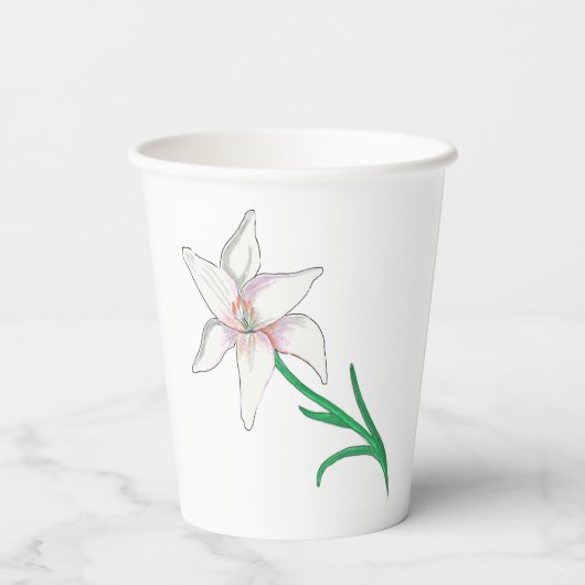 White Lily Flower Papieren Bekers (Achterkant)