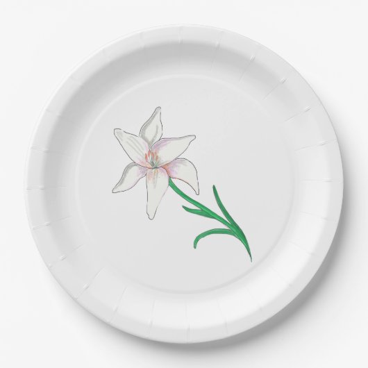 White Lily Flower Papieren Bordje (Voorkant)
