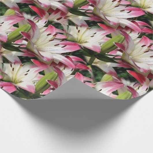 White Lily Flower Pattern Natuur Cadeaupapier (Hoek)