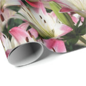 White Lily Flower Pattern Natuur Cadeaupapier (Rol Hoek)