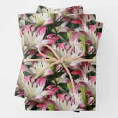 White Lily Flower Pattern Natuur Inpakpapier Vel (In situ)