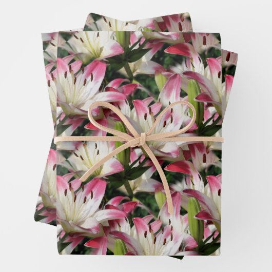 White Lily Flower Pattern Natuur Inpakpapier Vel (In situ)
