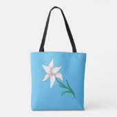 White Lily Flower Sky Blue Tote Bag (Achterkant)