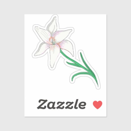 White Lily Flower Sticker (Vel)