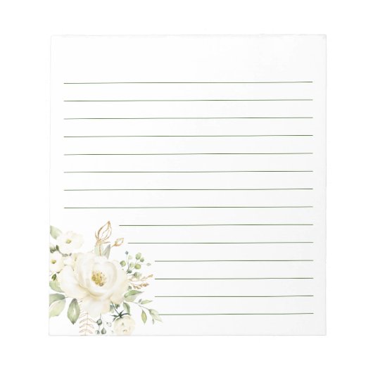 White Lily Flowers Floral Peony Feminine Lined Notitieblok (Voorkant)