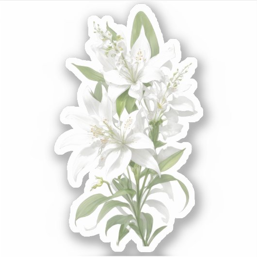 White Lily Flowers Sticker (Voorkant)