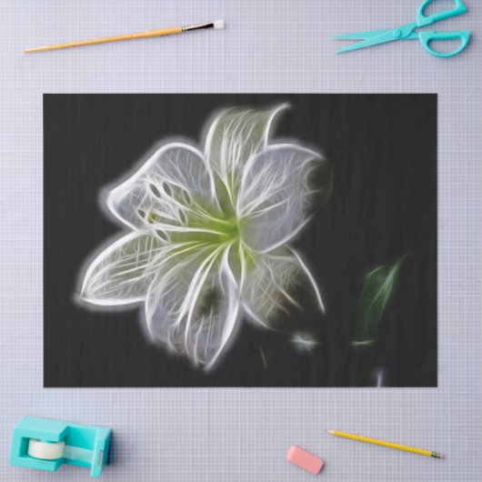 White Lily Fractal Flower Tissue Paper Tissuepapier (Craft)