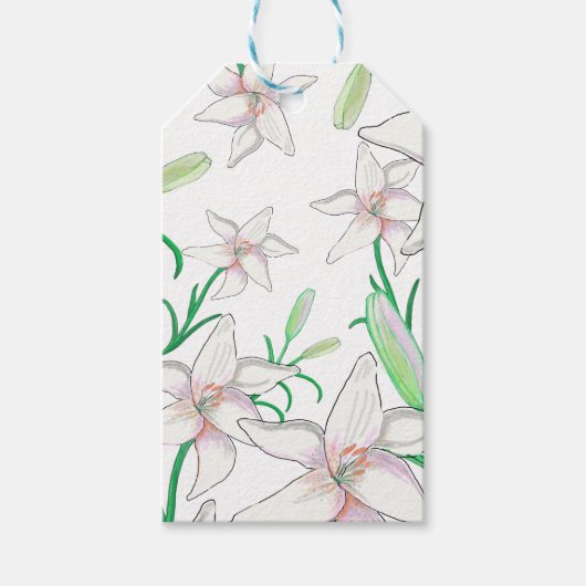 White Lily Illustration Cadeaulabel (Voorkant)