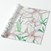 White Lily Illustration Cadeaupapier (Uitgerold)