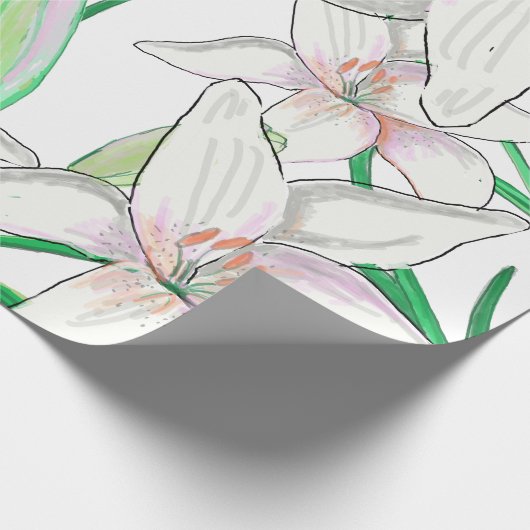 White Lily Illustration Cadeaupapier (Hoek)