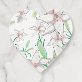 White Lily Illustration Heart Bedankjes Labels