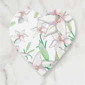 White Lily Illustration Heart Bedankjes Labels (Voorkant)