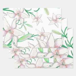 White Lily Illustration Inpakpapier Vel