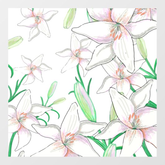 White Lily Illustration Raamsticker (Vel)