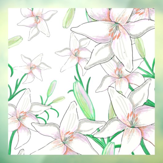 White Lily Illustration Raamsticker (Vel 3)