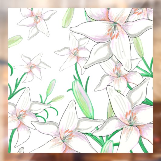 White Lily Illustration Raamsticker (Vel 2)