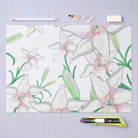 White Lily Illustration Tissuepapier (Craft)