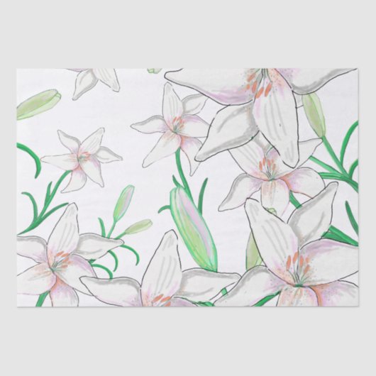 White Lily Illustration Tissuepapier (Voorkant)