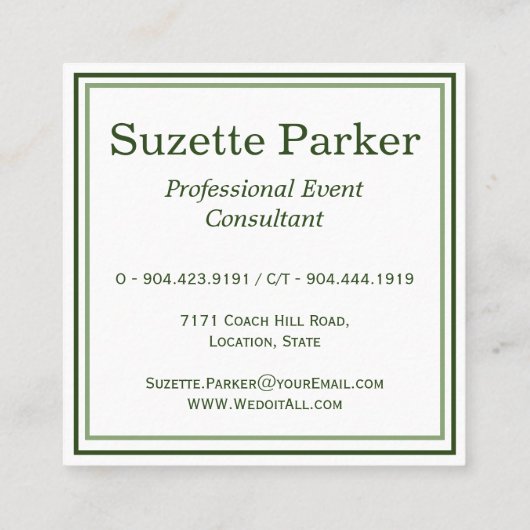 White Lily of the Valley Event Planner Vierkante Visitekaartje (Achterkant)