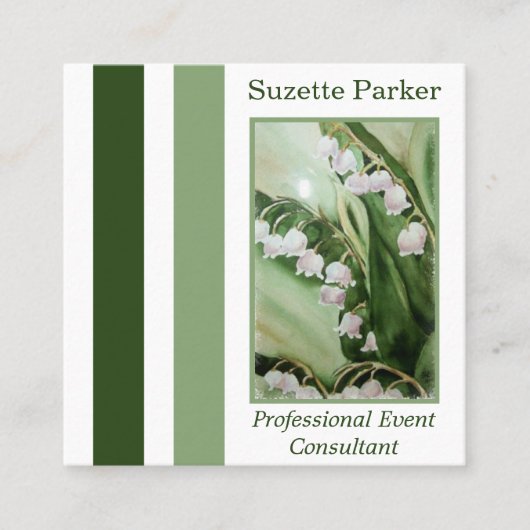 White Lily of the Valley Event Planner Vierkante Visitekaartje (Voorkant)