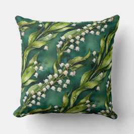 White Lily of the Valley on Teal Kussen