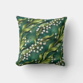 White Lily of the Valley on Teal Kussen