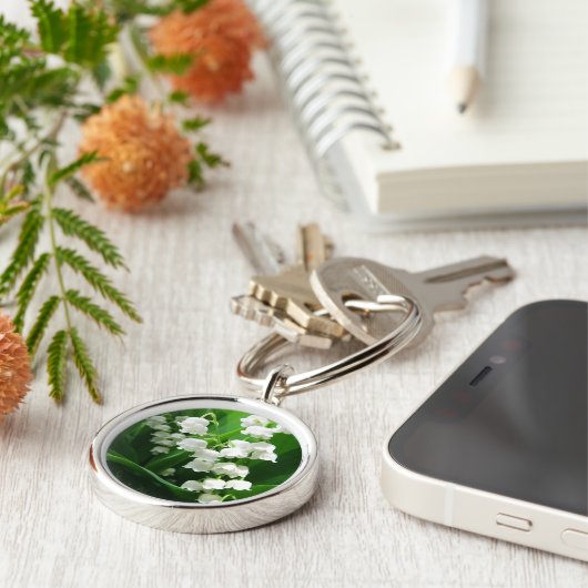 White Lily of the Valley Sleutelhanger (Zijkant)