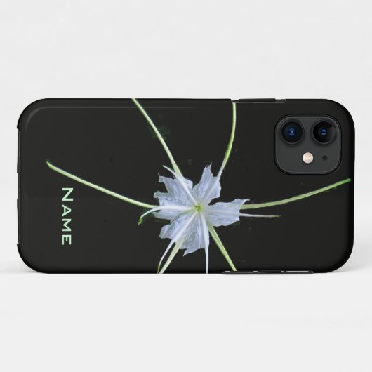 White Lily op Black iPhone Case (Achterkant (horizontaal))
