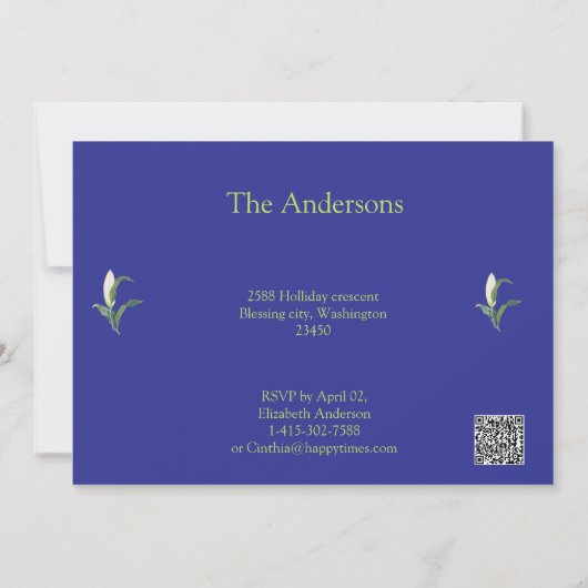 White Lily Paasdiner Kaart (Achterkant)