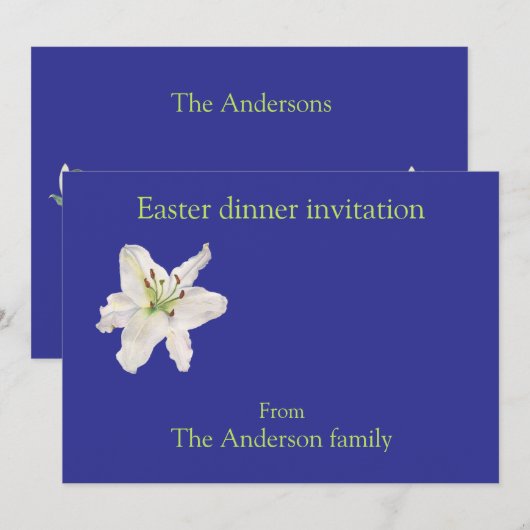 White Lily Paasdiner Kaart (Voorkant / Achterkant)