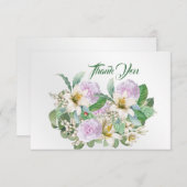  White Lily Pink Rose Bouquet Bedankkaart (Voorkant / Achterkant)