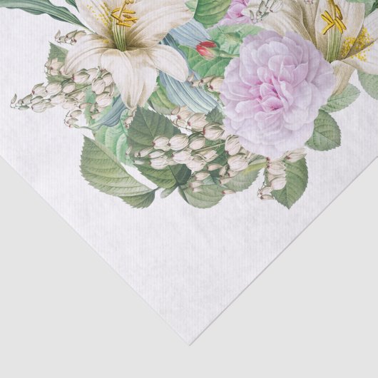 White Lily Pink Rose Bouquet Tissuepapier (Detail)
