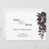 White Lily & Plum Floral Wedding Save The Date (Voorkant)