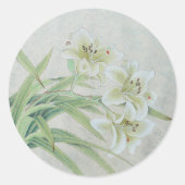 White Lily Ronde Sticker (Voorkant)