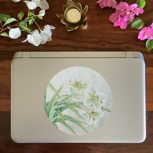 White Lily Ronde Sticker