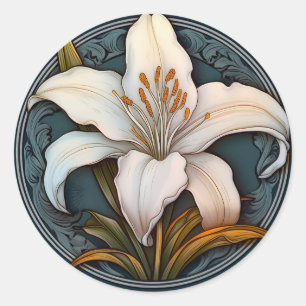White Lily Ronde Sticker