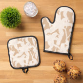 White Lily Silhouette Ovenwant & Pannenlap Set (Top down)