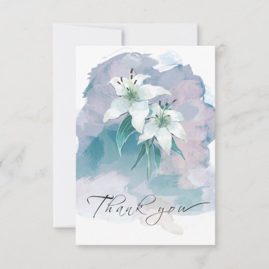 White Lily Thank You Card – Elegant bloemontwerp Bedankkaart (Voorkant)