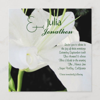 White Lily Wedding Invitation Kaart