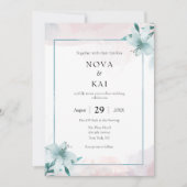 White Lily Wedding Invitation – Waterverf Bloemen Kaart (Voorkant)