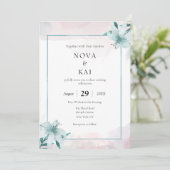 White Lily Wedding Invitation – Waterverf Bloemen Kaart (Staand voorkant)