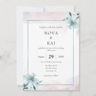 White Lily Wedding Invitation – Waterverf Bloemen Kaart