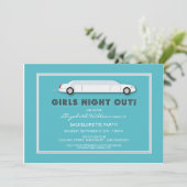 White Limo Bachelorette Party Invitation (aqua) Kaart (Staand voorkant)