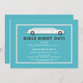 White Limo Bachelorette Party Invitation (aqua) Kaart (Voorkant / Achterkant)