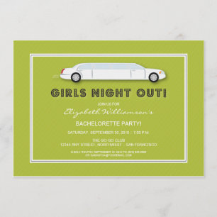White Limo Bachelorette Party Invitation (limoen) Kaart